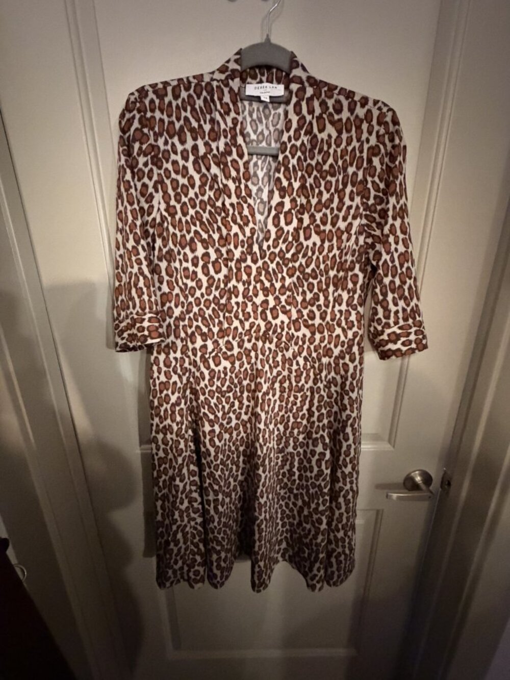 Derek Lam Collective Brown Leopard Print Shirt Dress Size 42